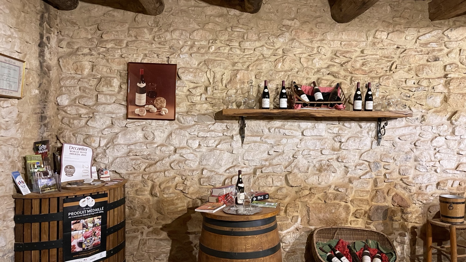 The stone tasting room at Domaine Sainte-Anne